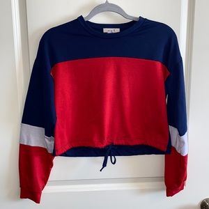 Red White Blue cropped sweat shirt/ shirt